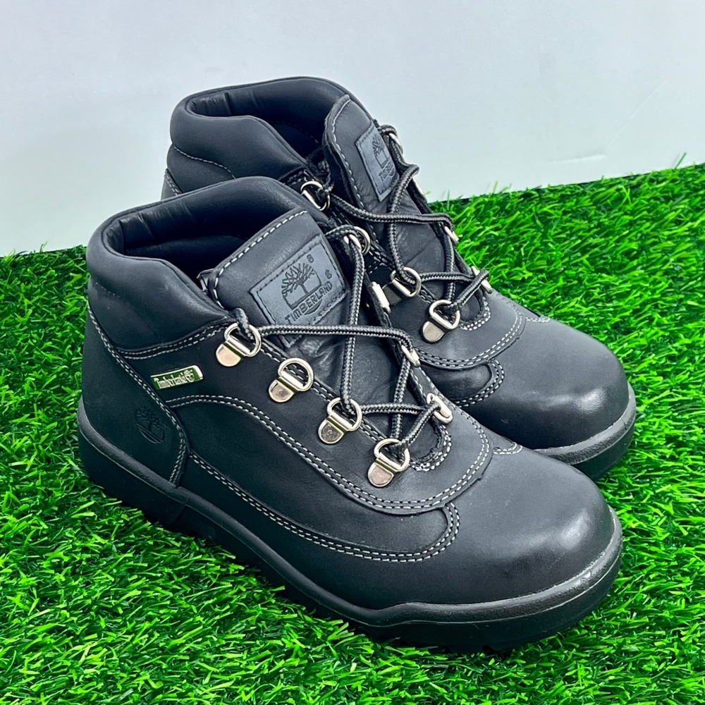 NWOB Timberland Field Triple Black Leather Mid Boots Waterproof Sz 2.5‎ Unisex